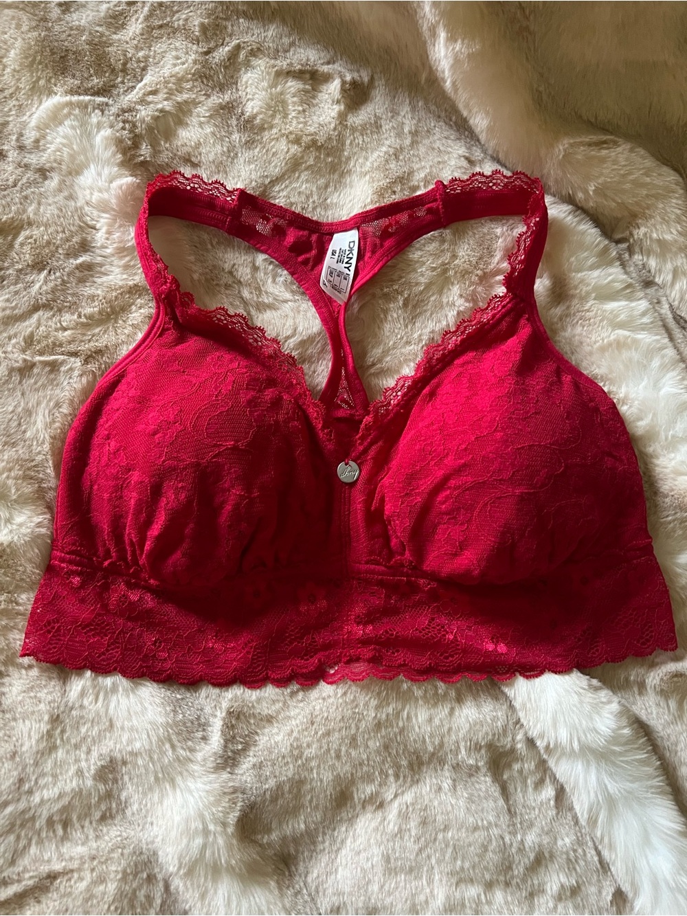 DKNY Red Lace Racerback Bralette